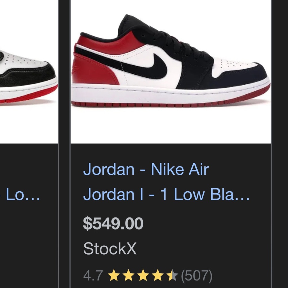 Nike Jordan 1 Low Black Toe Size 8 women